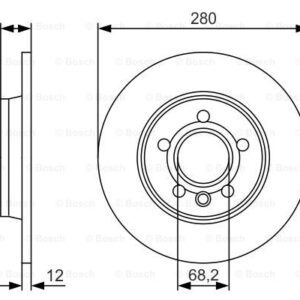 KOCIONI DISK ZAD. VW FI 280 MM 5 RUPA T-4 bosch