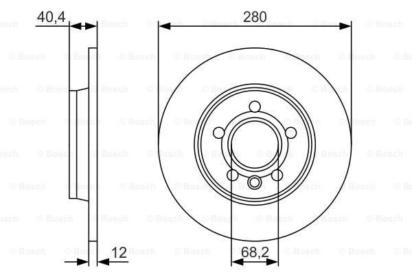 KOCIONI DISK ZAD. VW FI 280 MM 5 RUPA T-4 bosch