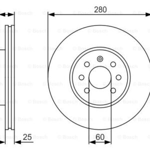 KOCIONI DISK FI 280 MM 4 RUPE OPEL ASTRA H COMBO/CORSA C 2001+ bosch
