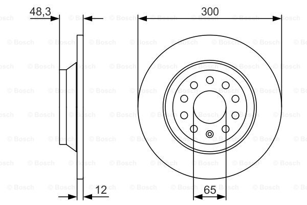 KOCIONI DISK ZAD. FI 300 MM VW GOLF VII 12+ bosch