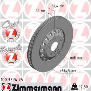 KOCIONI DISK PREDNJI FORMULA Z BRAKE DISC AUDI Q7 TOUAREG 375 mm 15+
