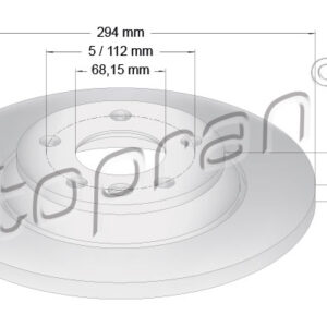 KOCIONI DISK ZAD. VW T-4 90-03 G. FI 294 MM 5 RUPA topran