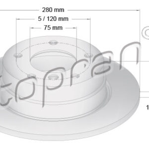 KOCIONI DISK ZADNJI BMW 1 E87 / E81 FI 280MM topran