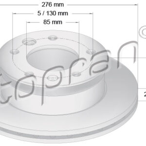 105894.jpg KOCIONI DISK MERCEDES FI 276 MM 5 RUPA VENT. SPRINTER/VW LT topran