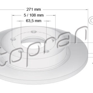 KOCIONI DISK ZADNJI FORD FOCUS III 10+ 271 MM topran