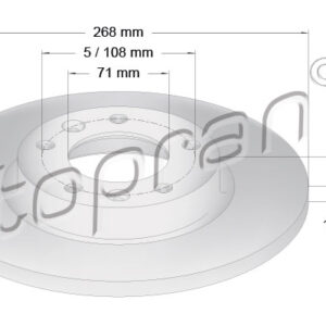 KOCIONI DISK ZADNJI PEUGEOT 308 II / CITROEN C4 FI 268mm topran