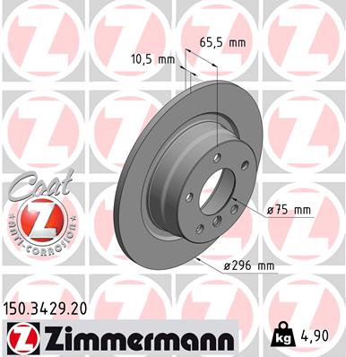 KOCIONI DISK ZADNJI BMW 1/3 03-12 296MM  zimmermann