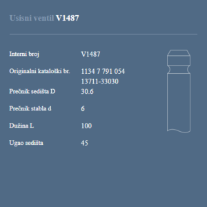 AUTOVENTIL V1487 USISNI VENTIL TOYOTA YARIS 1.4 554198B