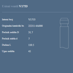 AUTOVENTIL V1753 IZDUVNI VENTIL KIA 22211-4A000