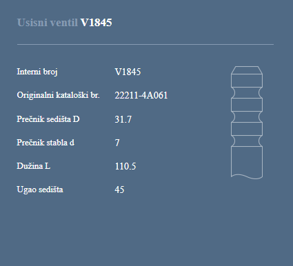 AUTOVENTIL V1845 US.VEN.KIA 2.5CRDI 16V.