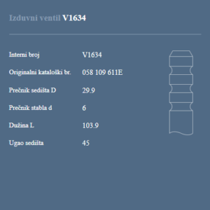 AUTOVENTIL V1634 IZ.VEN.AUDI A4/A6 20V