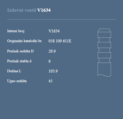 AUTOVENTIL V1634 IZ.VEN.AUDI A4/A6 20V