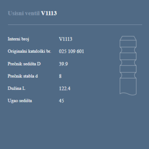 AUTOVENTIL V1113 US.VEN.VW T-2 1.6 / 1.9 BEN.