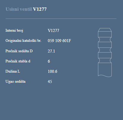 AUTOVENTIL V1277 US.VEN.SKODA 2.5TD 24 V
