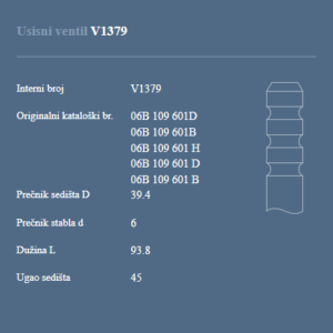 AUTOVENTIL V1379 US.VEN.VW PASSAT/GOLF 4 1.6
