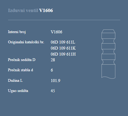 AUTOVENTIL V1606 IZ.VEN.A3/A4 2.0 16/20V