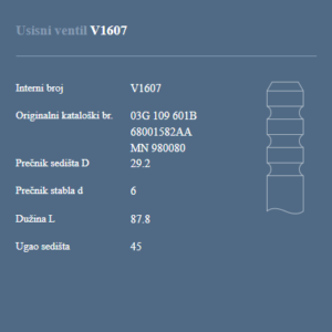 AUTOVENTIL V1607 US.VEN.AUDI A4/A6 2.0 16V TDI