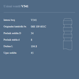 AUTOVENTIL V541 US.VEN.VW 1.6D.BEZ HIDROPODIZACA