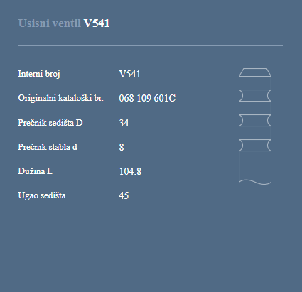 AUTOVENTIL V541 US.VEN.VW 1.6D.BEZ HIDROPODIZACA