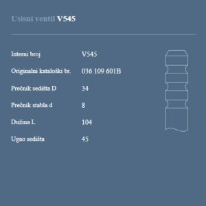 AUTOVENTIL V545 US.VEN.VW1.1.1.3B.GOLF.PASAT.81+