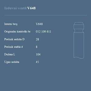 AUTOVENTIL V648 IZ.VEN.VW895B/1093B/1272B.GOLF.POLO.79-8