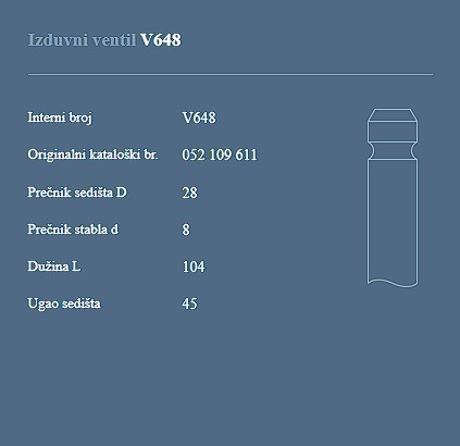 AUTOVENTIL V648 IZ.VEN.VW895B/1093B/1272B.GOLF.POLO.79-8