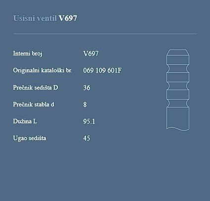 AUTOVENTIL V697 US.VENVW/AUDI 1.9D.1.9TD.2.4D.G-3 91+