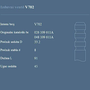 AUTOVENTIL V702 IZ.VEN.VW/AUDI 1.6/1.8GOLF.PASAT 84+