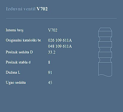 AUTOVENTIL V702 IZ.VEN.VW/AUDI 1.6/1.8GOLF.PASAT 84+