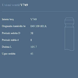 AUTOVENTIL V749 US.VEN.VW/AUDI1.6B.75-83
