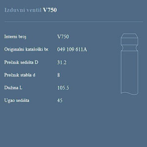 AUTOVENTIL V750 IZ.VEN.VW/AUDI 1.6B 75-83