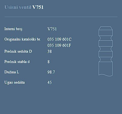 AUTOVENTIL V751 US.VEN.VW/AUDI 1.6/1.8/2.0. 84+