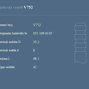 AUTOVENTIL V752 IZ.VEN.VW/AUDI 1.6/1.8/2.0 84+