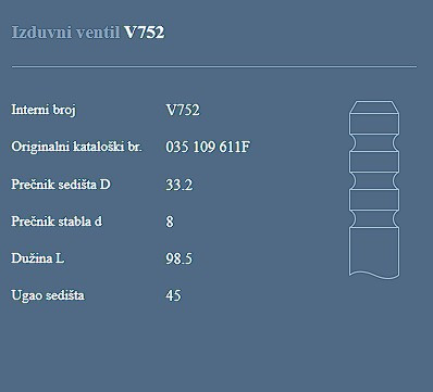 AUTOVENTIL V752 IZ.VEN.VW/AUDI 1.6/1.8/2.0 84+