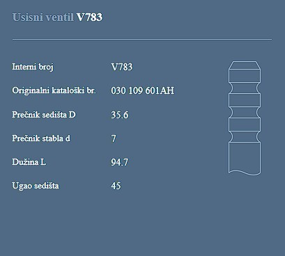 AUTOVENTIL V783 UV.VEN.VW1.6B.GOLF16V/20V.94+