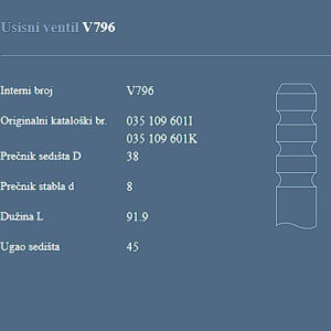 AUTOVENTIL V796 US.VEN.VW/AUDI 1.6/1.8.GOLF.T-4 .88+