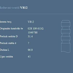 AUTOVENTIL V812 IZ.VEN.VW/AUDI 1.9TDI GOLF.POLO.PASAT