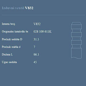 AUTOVENTIL V832 IZ.VEN. 1.7/1.9SDI 96+