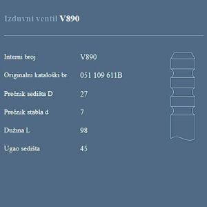 AUTOVENTIL V890 IZ.VEN.VW/AUDI GTI 2.0 16V  92+