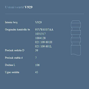 AUTOVENTIL V929 US.VEN.VW/AUDI 2.3/2.8 B.VR6.G-4.PASAT 9