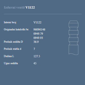 AUTOVENTIL V1122 IZ. VEN. CITROEN  XM/JUMPER 2.5TD