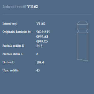 AUTOVENTIL V1162 IZ.VEN.PEZO/CITR. 1.6B TUSPJ4 16V