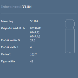 AUTOVENTIL V1184 IZ.VEN.PEUGEOT 106/406 1.8 16V