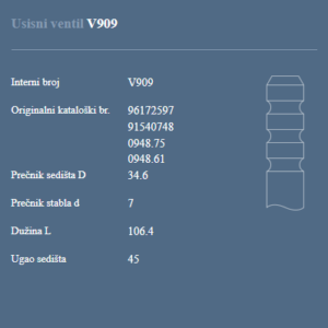 AUTOVENTIL V909 US.VEN.P/C 1.8/2.0 16V