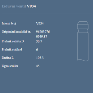 AUTOVENTIL IZDUVNI VENTIL PSA 2.0 16V