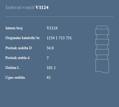 AUTOVENTIL V1124 IZ.VEN.BMW M70 B50/M50/B5024 V
