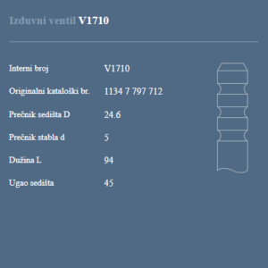 AUTOVENTIL V1710 IZDUVNI VENTIL BMW123D 2.0 D 554029B