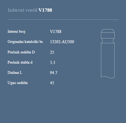 AUTOVENTIL V1788 IZ.VEN. OG 18DE 16V