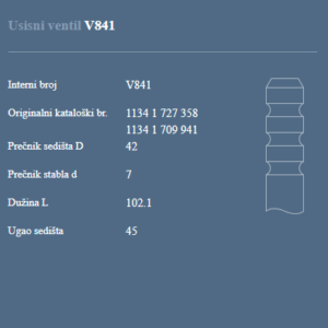 AUTOVENTIL V841 US.VEN.BMW 316 I/318 I 1.6/1.8