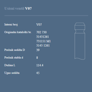AUTOVENTIL V07 USISNI VENTIL PERKINS IMR-IMT 702730